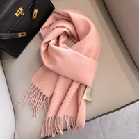 Luxury Winter 100% Wool Scarf Women Cashmere Handkerchief Warm Pashmina Female Shawl Solid Wrap Soft Bufanda Scarves Stole 2025 - Image 6