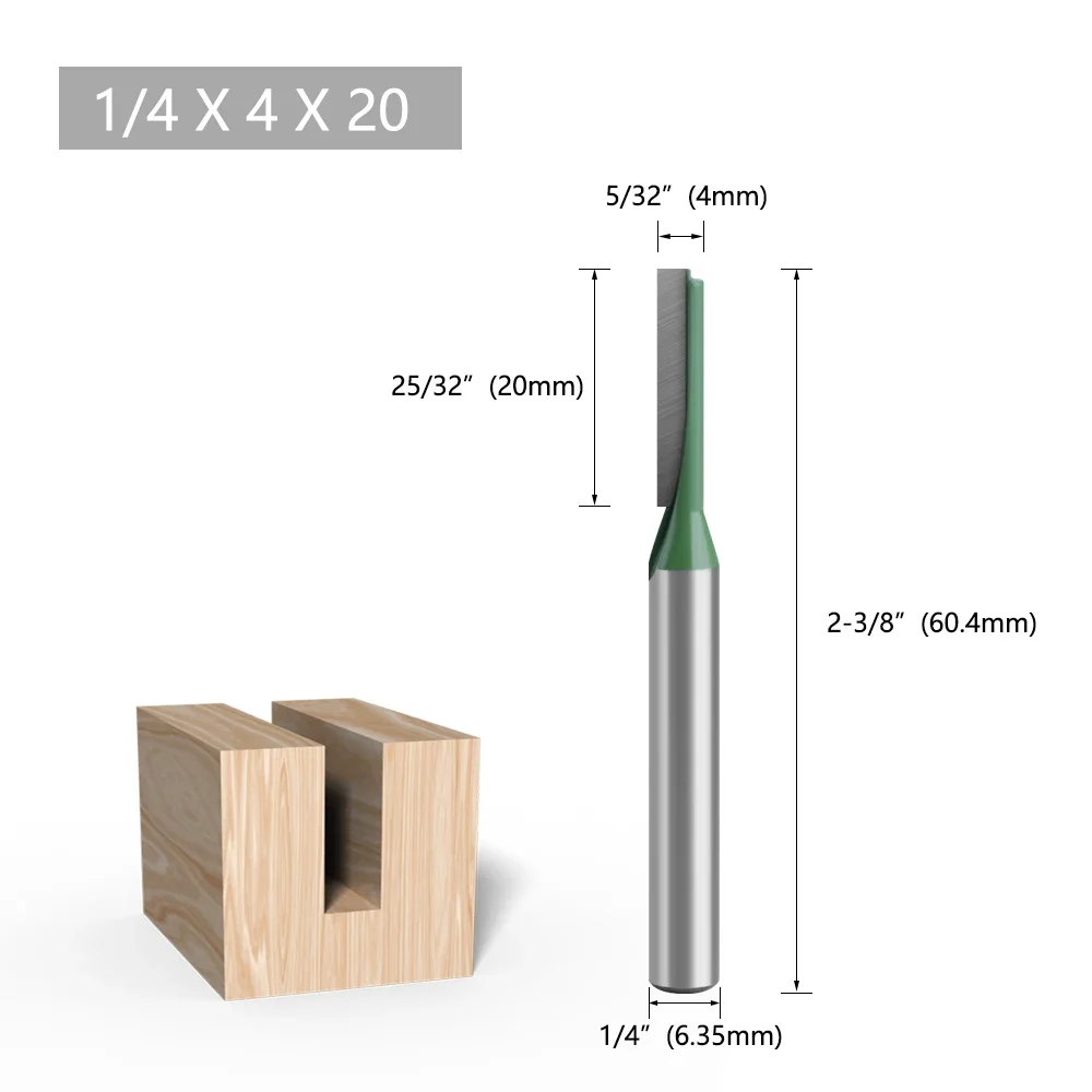 LAVIE 1pc 1/4mm Schaft Gerade Bit Doppel Flöte Router Bits Fräser Für Holz Holz Werkzeug C07-002 – Detail 3
