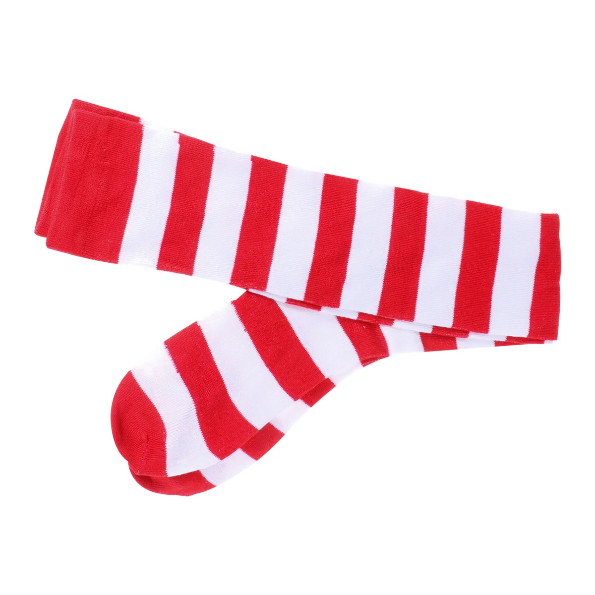 Christmas Red White Stockings Long High Striped Over Knee Socks for Xmas Party Costume Supplies- Free Size