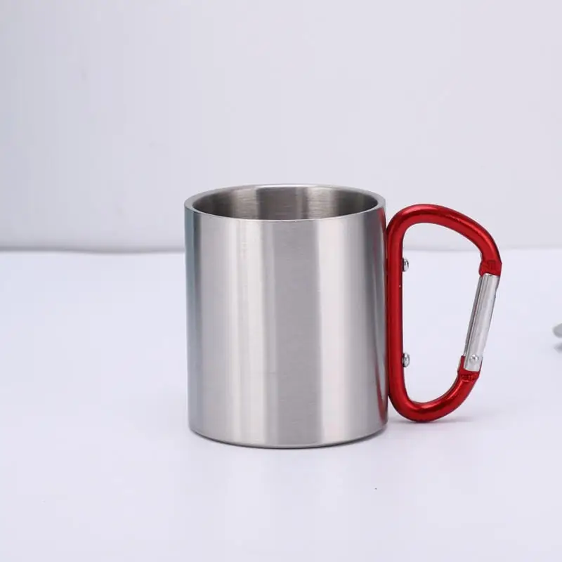 220ml Mountaineering Cup Without Cover Travel Camping Portable Stainless Steel Outdoor Drop Resistant Mountaineering Buckle Cups