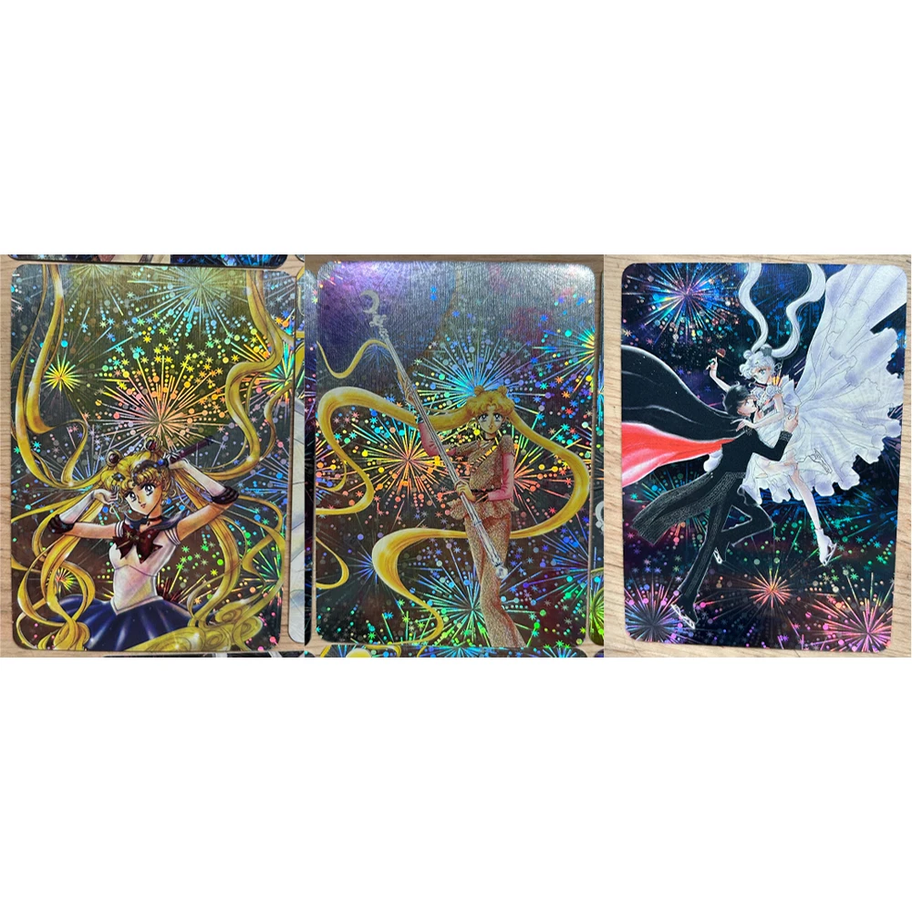 14Pcs/set Diy TTsukino Usagi Chibiusa Mizuno Ami Original Painting Double-Sided Flash Card Classic Anime Collection Cards Toy