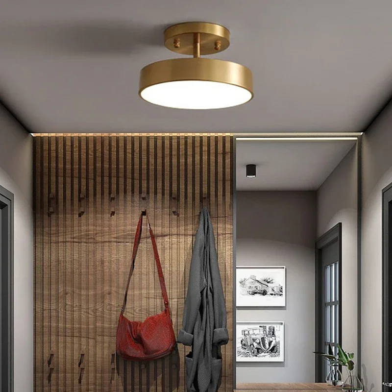

Modern LED Ceiling Light Copper Lamp For Bedroom Living Room Light Nordic Round Gold Black Entryway Corridor Aisle Decor Fixture