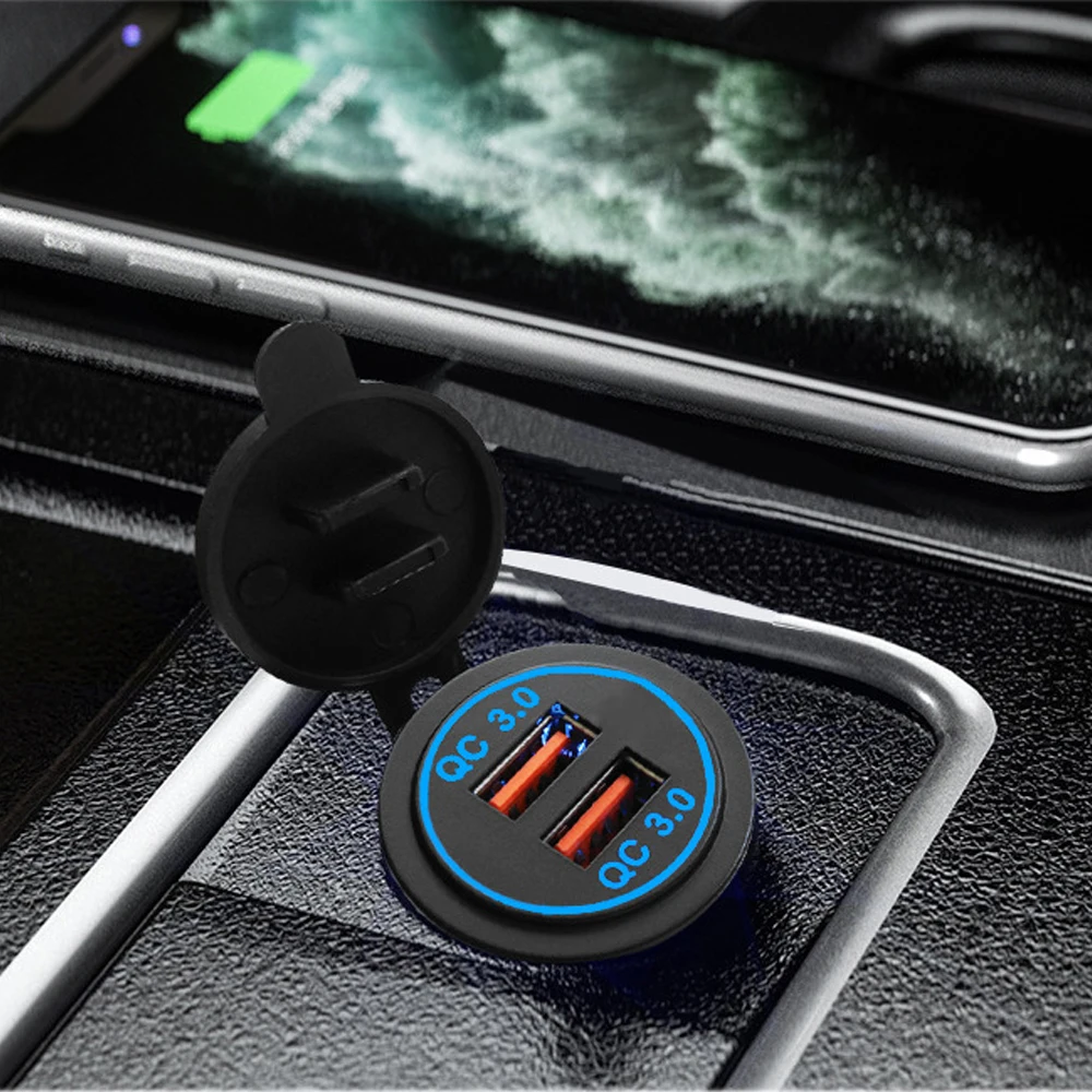 Car Charger Quick Charge QC 3.0 Dual USB Socket 12V/24V USB Fast Charger Socket Waterproof Electronic Lighter For Car Motorcycle car charger car phone charger
