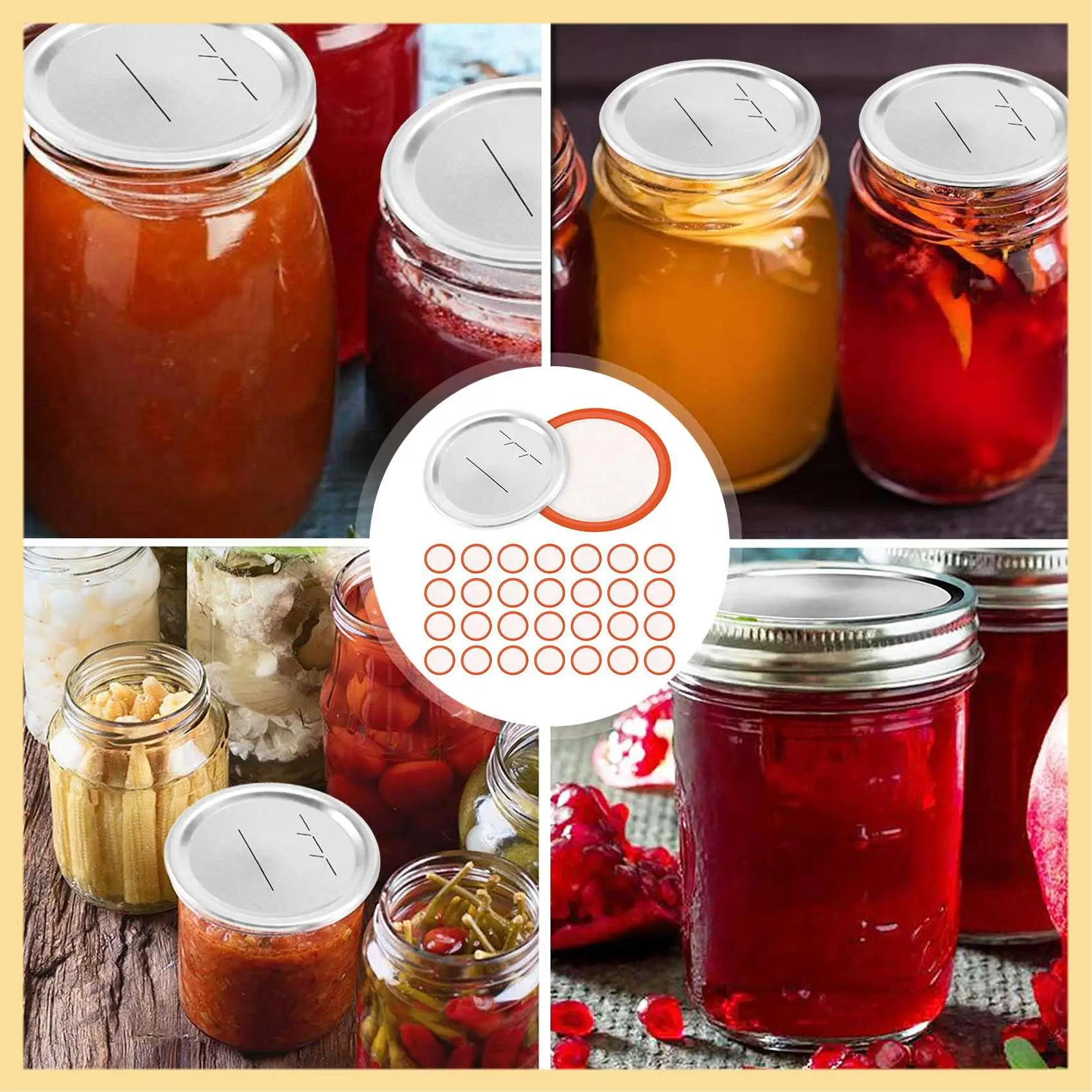 GOOD-Canning Lids Regular Mouth For Ball/Kerr Jars, Split-Type Metal ...