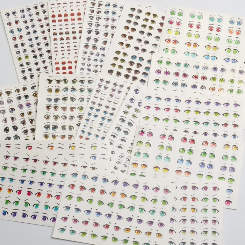 Various Styles Ultra Light Clay Bjd Cartoon Doll Eye and Mouth Stickers DIY Polymer Clay Cartoon Character Expression Stickers