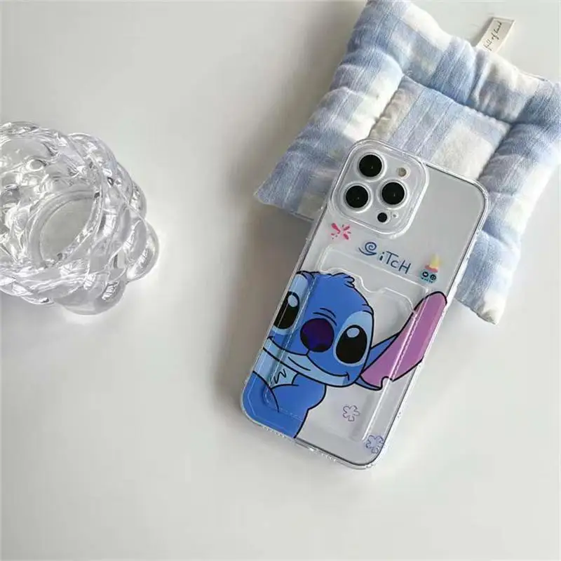 thumbnail image 1 of Funda con tarjetero de puntada de dibujos animados para IPhone, cartera con ranura, 15 Pro Max, 16, 14, 13, 12, 11, 7, 8 Plus, Capa transparente, 1 of 5