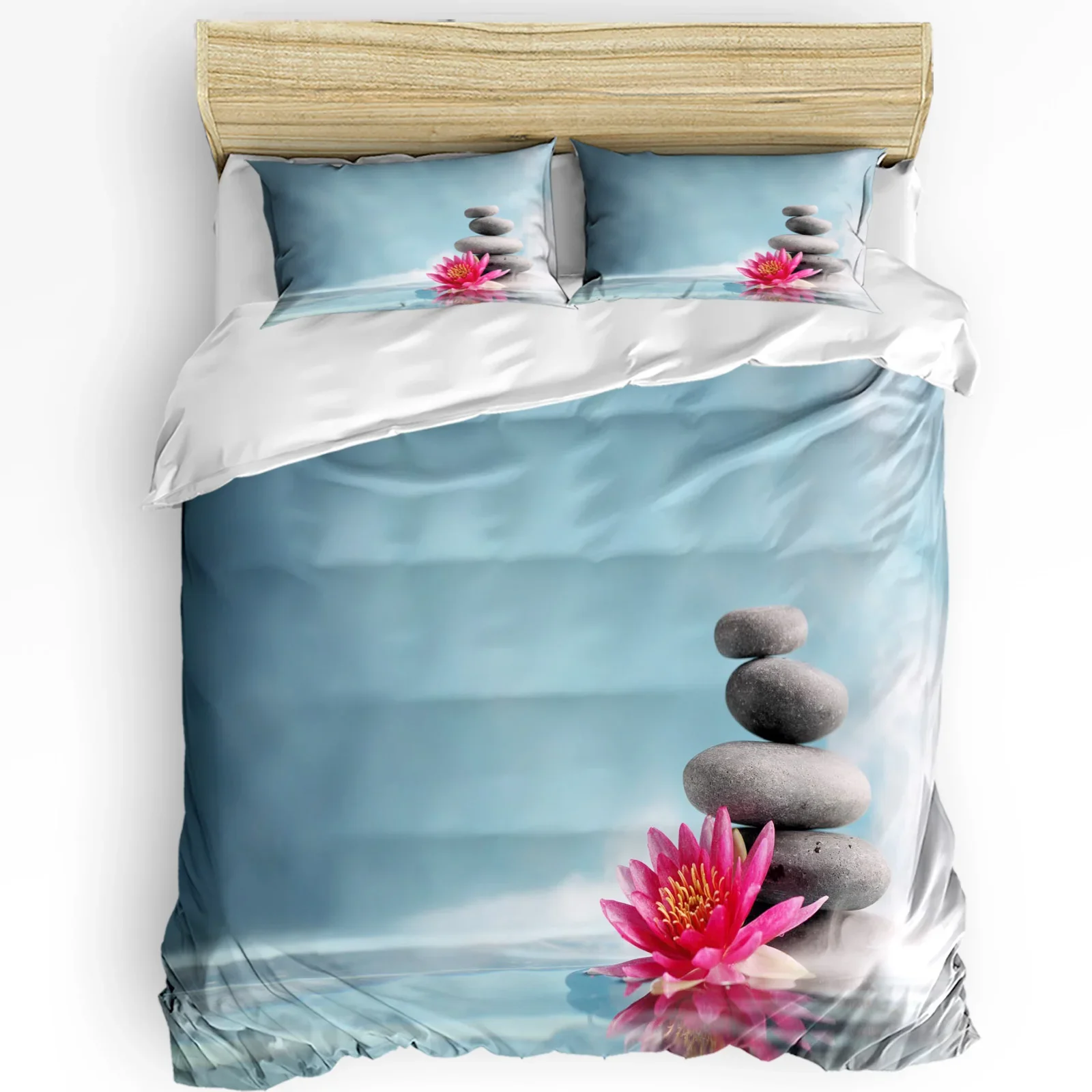 

Stone Flower Plant Water Surface Mist 3pcs Bedding Set For Bedroom Double Bed Home Textile Duvet Cover Quilt Cover Pillowcase