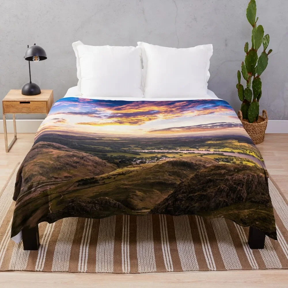 

Lake District Sunset Throw Blanket Luxury Brand manga Flannel Fabric Blankets