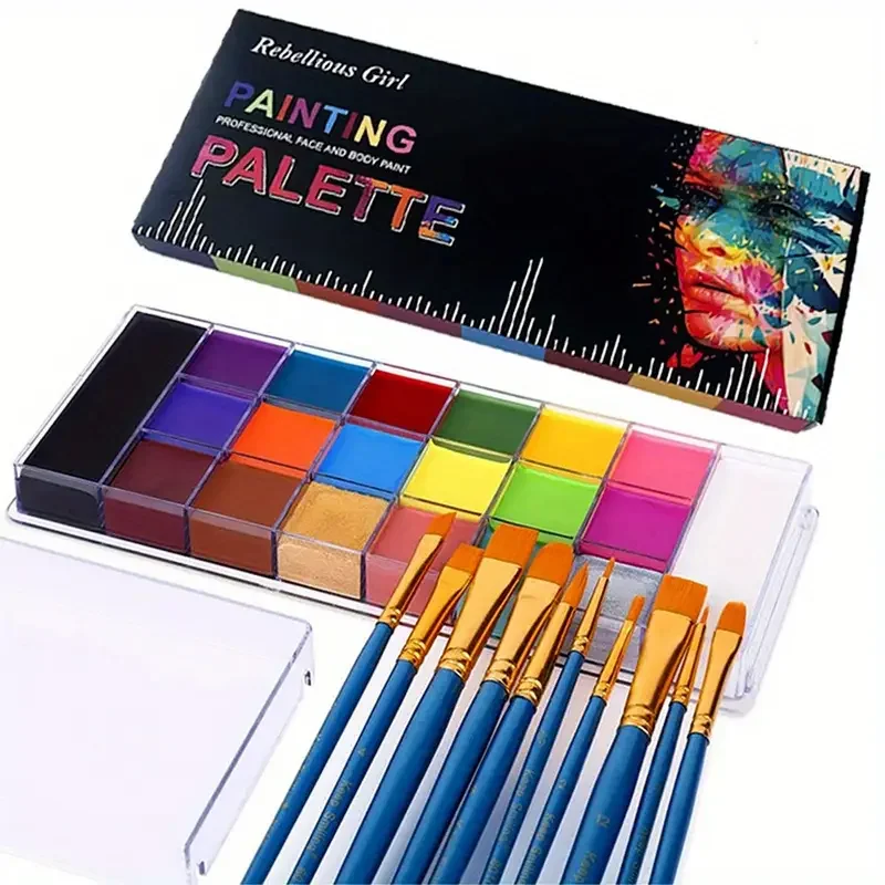 20 Color Face & Body Paint Palette Long Lasting Safe Halloween Oil Body Painting Pigments for Face SFX Cosplay Performance