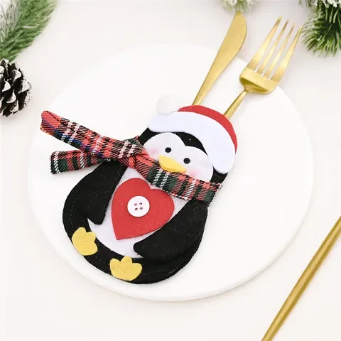 

1pc Merry Christmas Knife Fork Cutlery Bag Christmas Decorations for Home Party New Year Eve Xmas Dinner Table Decoration