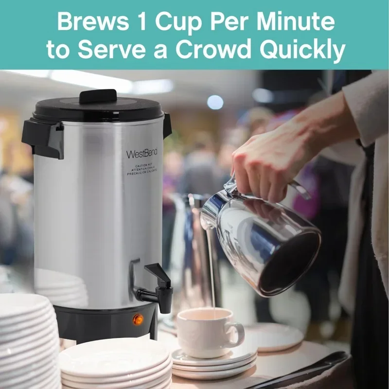 QWWest Bend 58030 Commercial Coffee Urn and Beverage Dispenser with Automatic Temperature Control,30 Cup,Polished Aluminum,Silve 3