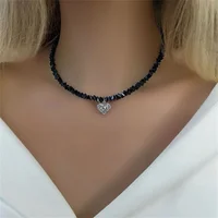 Fashion Vintage Sexy Zircon Heart Pendant Necklace For Women Female Boho Geometric Baroque Transparent Crystal Chain Jewelry - Image 3