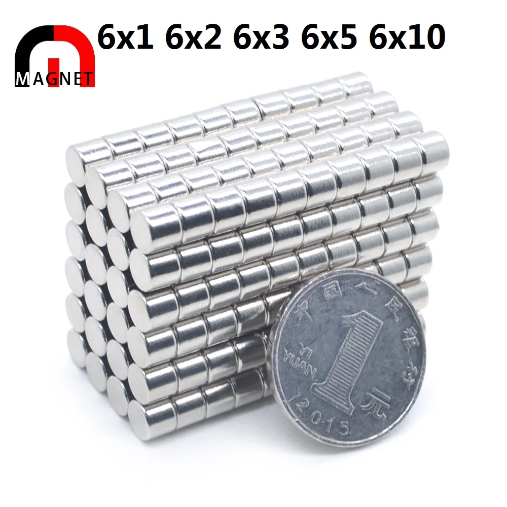 Spuer Strong Neodymium Magnet NdFeB Powerful Magnetic Small Round Rare Earth N35 Magnets Search Magnets 6×1 6×2 6×3 6×5 6×10
