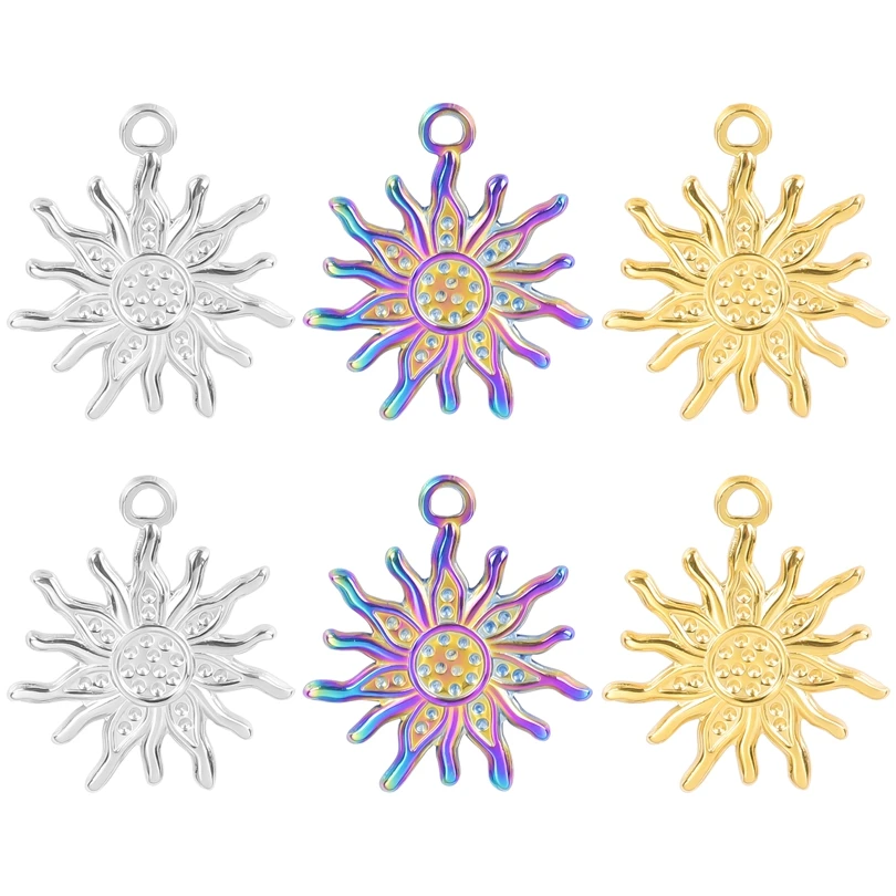 

10pcs/lot Sun Titanium Steel Charm Sunflower Pendants Handicraft Necklace/Earrings Jewelry Making Findings Craft Materials