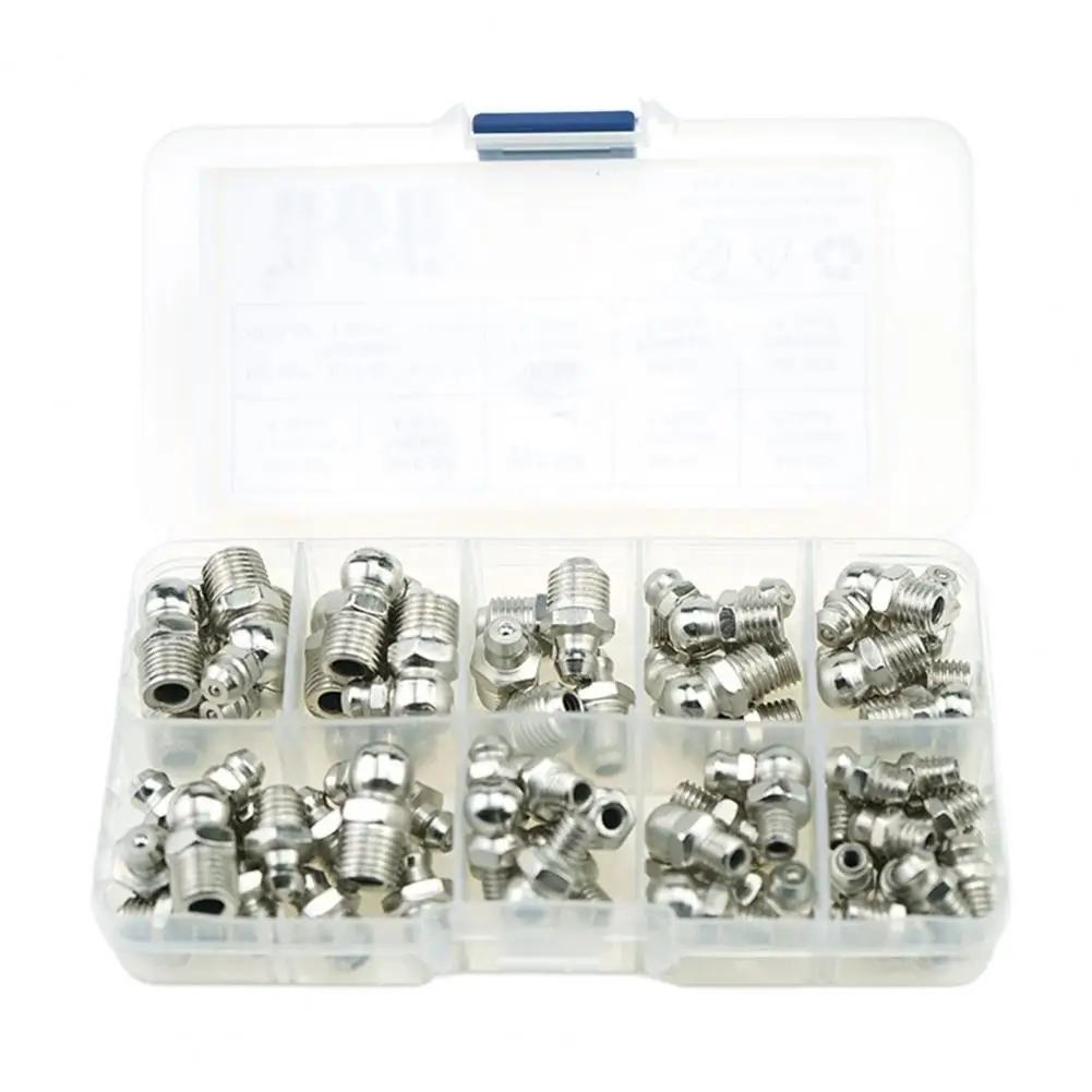 Grease Nozzle Nickel-plated Iron Lubrication Tip Fixings for Mechanical Equipment 60pcs M6/m8/m10 Grease Tool Accessories Bend