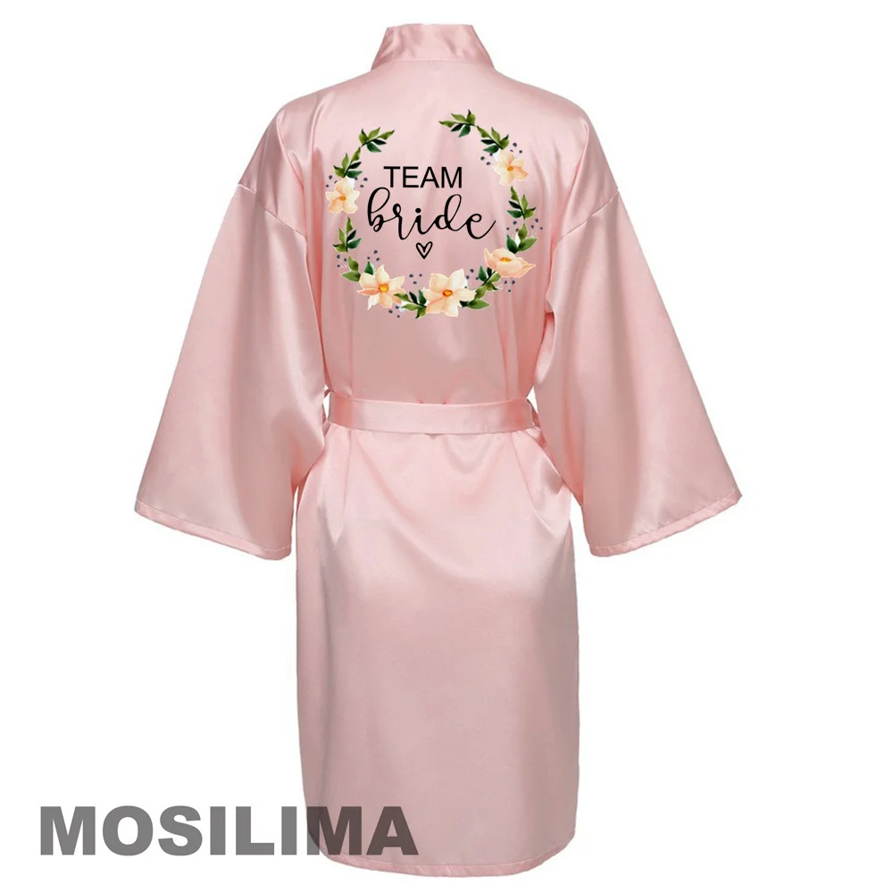 Wedding Party Team Bride Robe Kimono Satin Pajamas Bridesmaid Bathrobe SP073 women sleepwear bride robes silk robe sleepwear pajamas