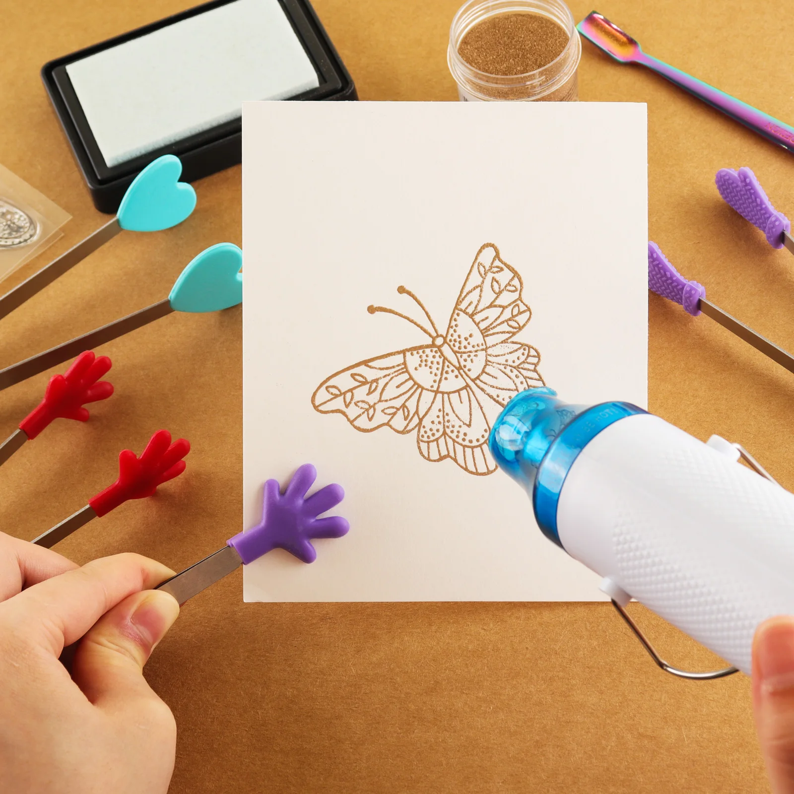 3pcssetSiliconeHeatResistantCraftTongsToolsForHeatEmbossing