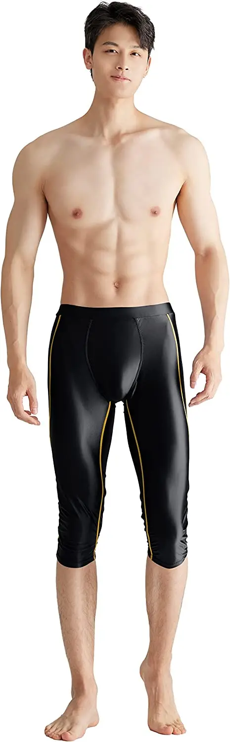 men's fitness jumpsuit shiny breathable running slim-fit tights