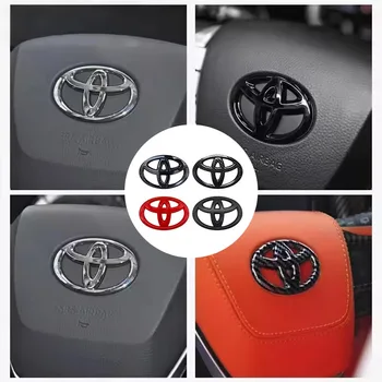 1PCS ABS Toyota Logo Car Emblem Steering Wheel Sticker For Toyota Hilux Prius Avensis Auris Verso Corolla Camry Auto Accessories 1