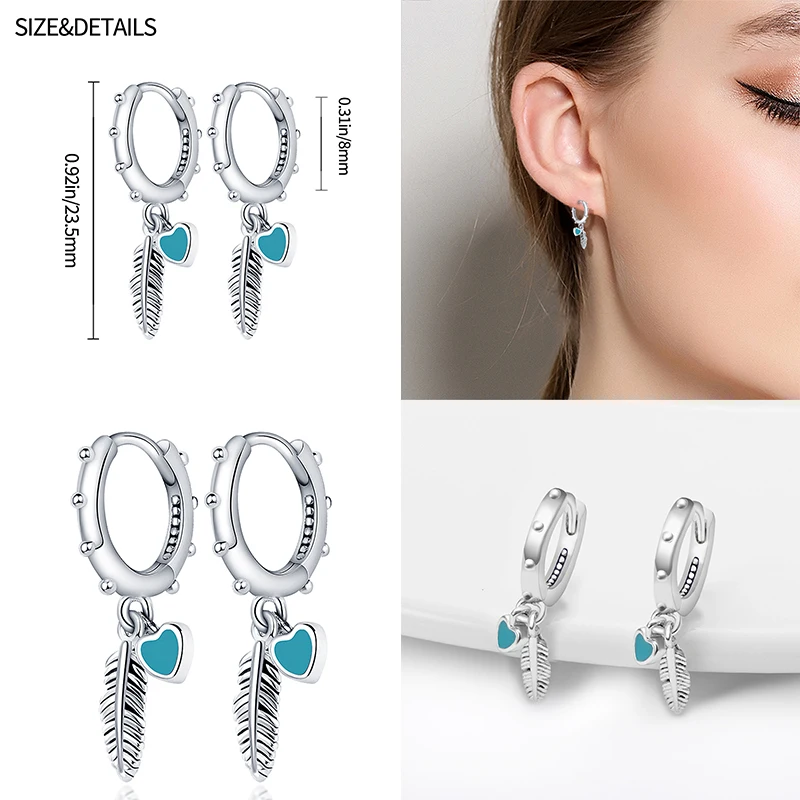 2022 Charm Double Hoop Earrings 925 Silver Fit Original Brand Charms Diy Fine Jewelry Gift For Women Fine Earring Making Gift