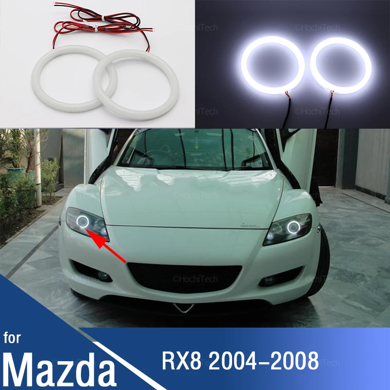 For Mazda Rx8 Rx-8 2004-2008 Car Accessories Ultra Bright Day Light Drl Cotton Angel Eyes Demon Eyes Kit Warm White Halo Ring