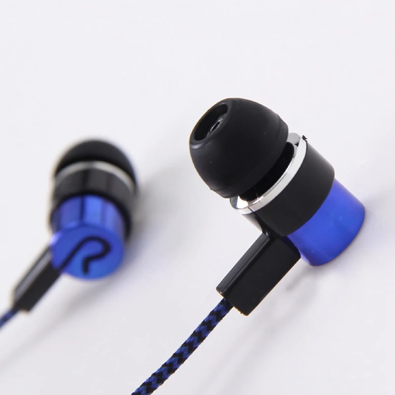 In-ear Electroplated Headset MP3 Computer General Stereo Earphones Sport Running Headphones 3.5mm Braided Wiring Earphone