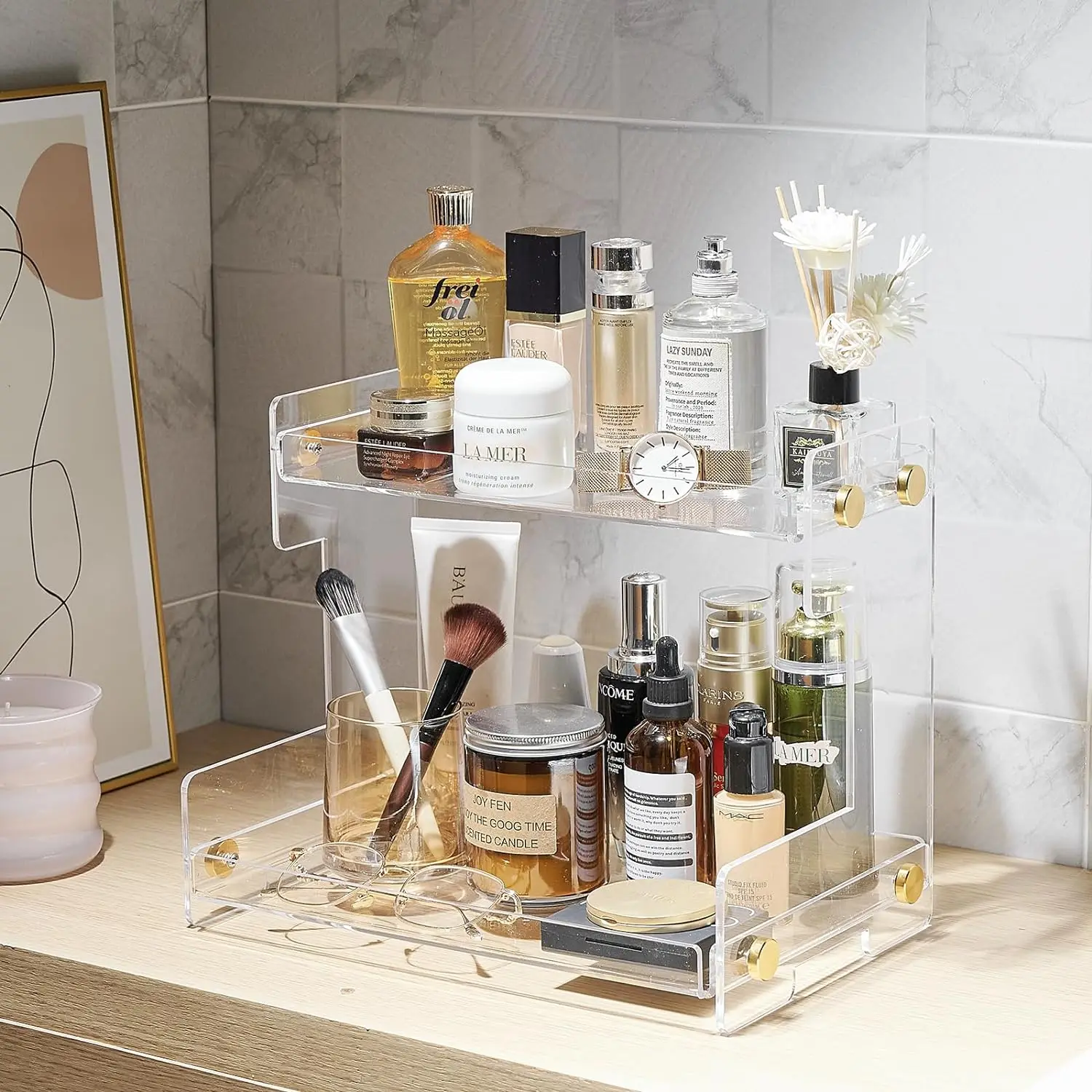 Bathroom Counter Organizer Vanity Countertop 2-Tier Cabinet Makeup