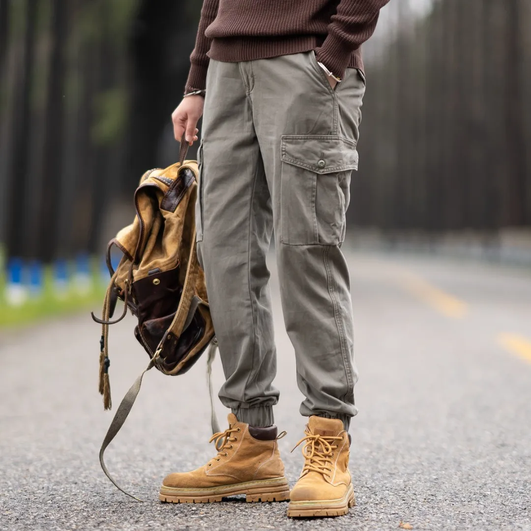 Men's Spring Casual Pants Solid Color Multi Pockets Cargo Pants Fashion Jogger Pants Summer Outdoor Hiking Pants