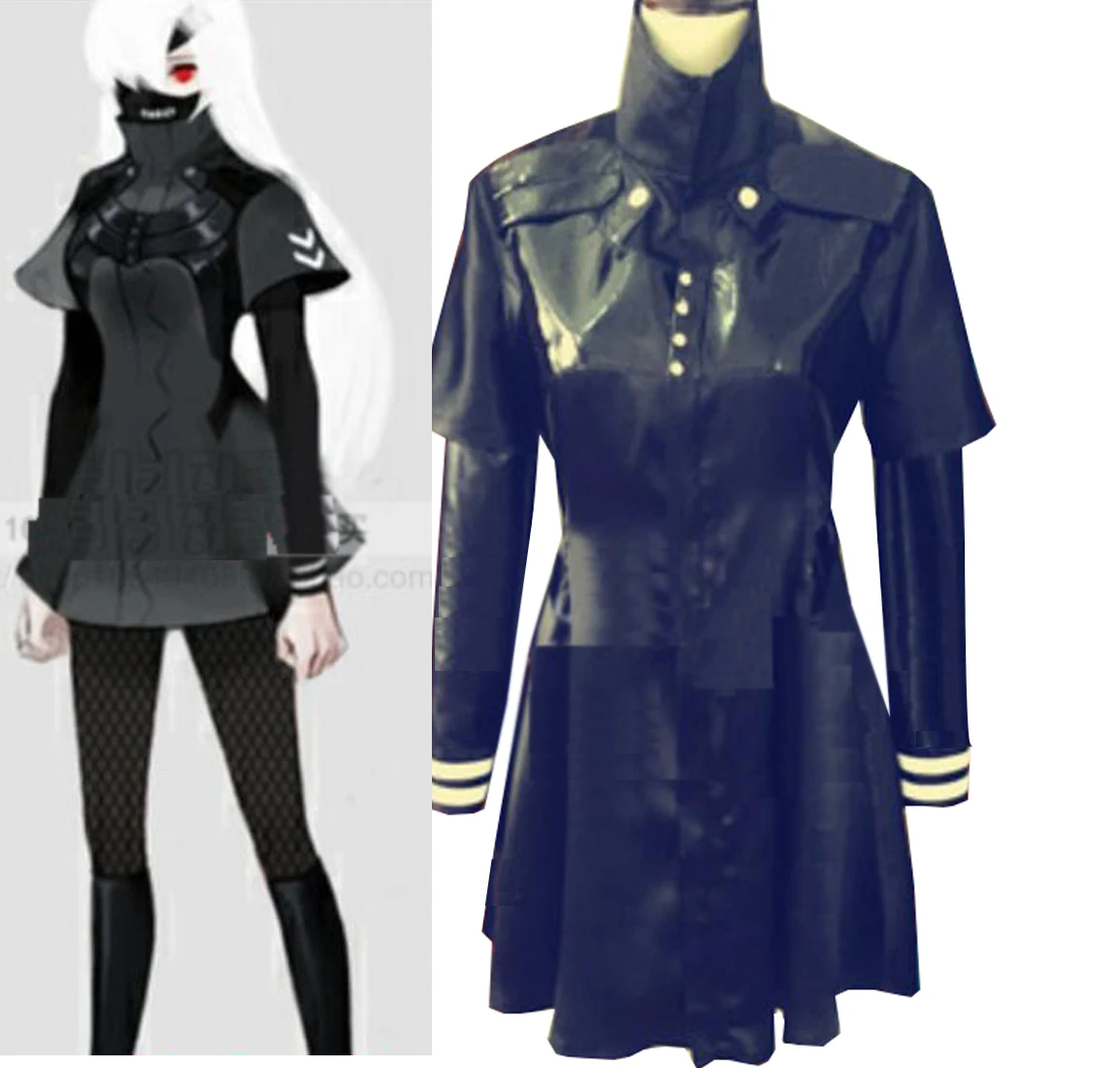 

Anime Tokyo Ghoul Cosplay Ken Kaneki Cosplay Costume Black Dress Leather Coat Jumpsuit Outfit Halloween Female Suit Christmas