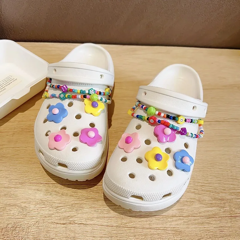 봄 신상 신발 참 장식 액세서리 DIY 캔디 컬러 체인 꽃 클로그 버클 슈즈 가든 슈즈 파티 선물용