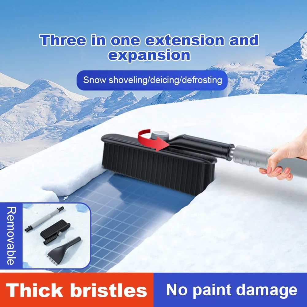 Windshield Shovel Snow Shovel Snow Ice Scraper Ice Deicing Tool Universal Snow Shovel Brush Telescopic Car Glass Deicing Cleaning Tool 2-in-1 Detachable Snows Ice Scraper Quick Clean Wash Tool