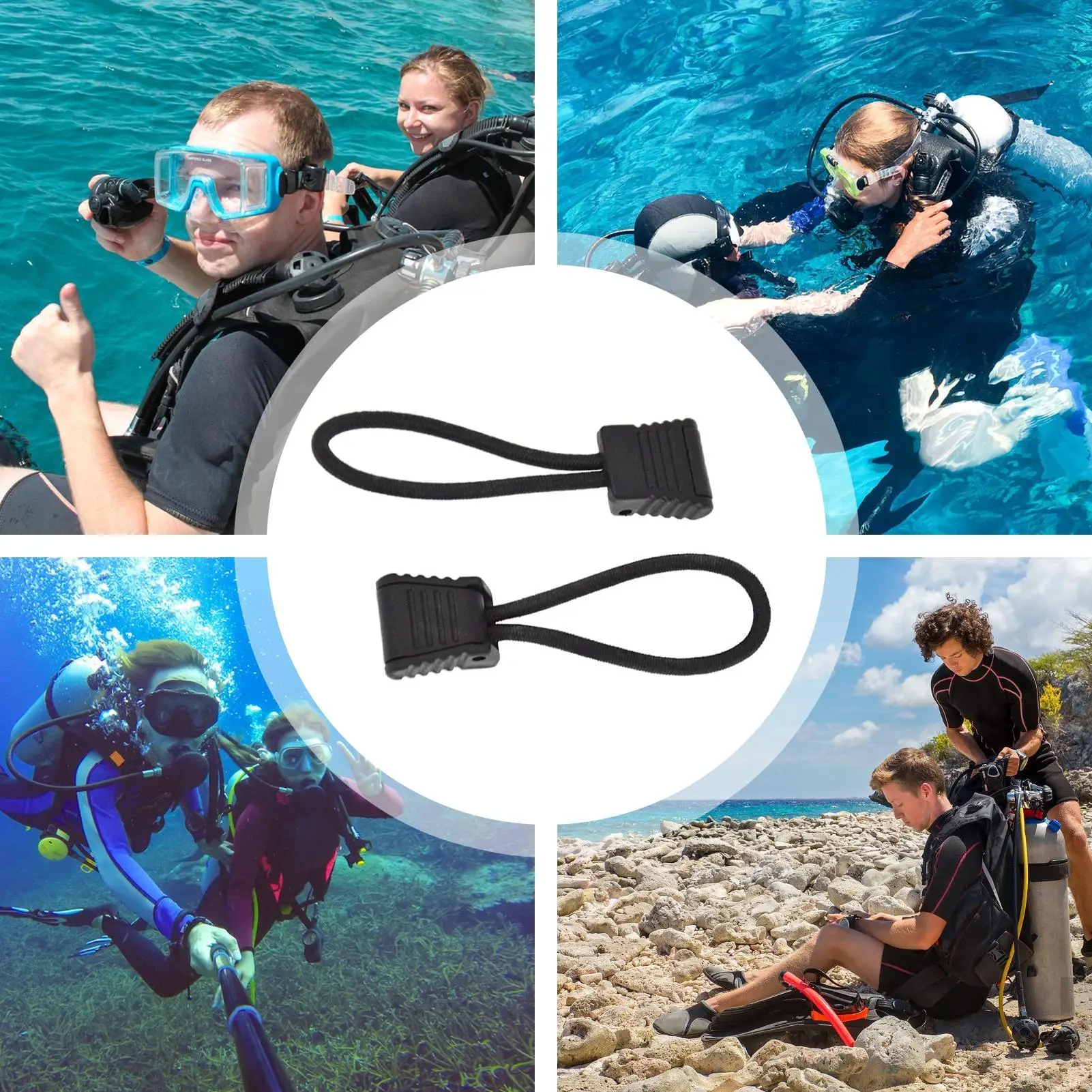 2pcs Scuba Diving Dive Diver Hose Clip Retainer Holder Elastic BungeeRope Tap For Fixing Clips And Pipe Accessories
