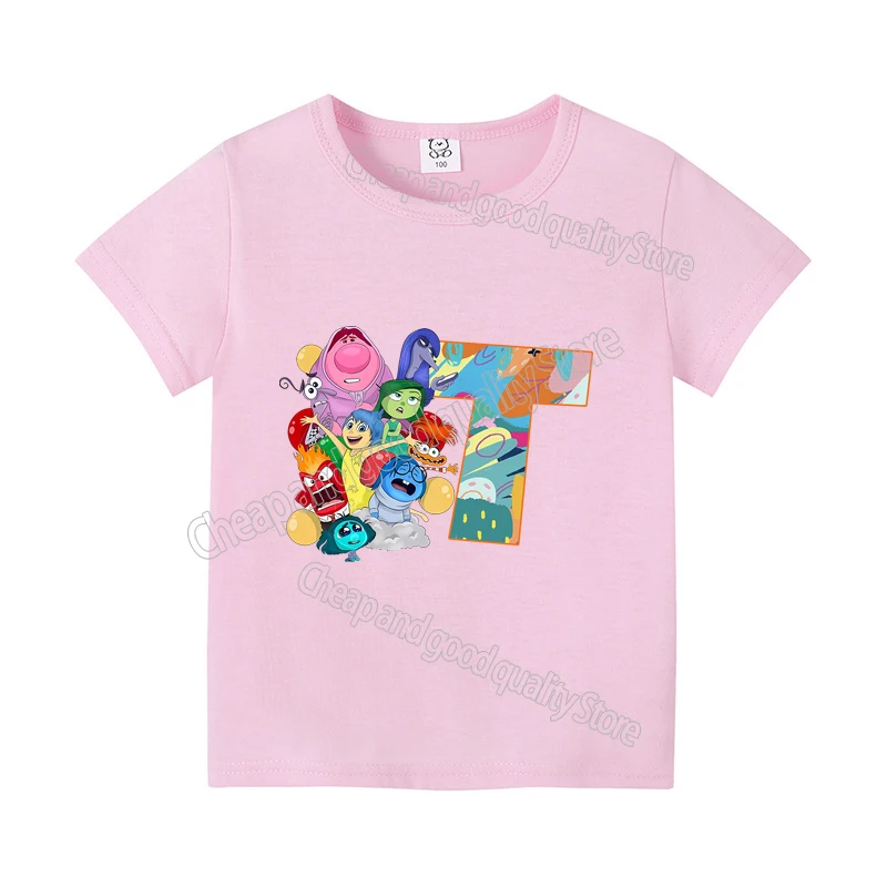 thumbnail image 1 of Camiseta con letras "Inside Out" para niños, playera con combinación de nombre, ropa informal Kawaii de dibujos animados, Tops Harajuku para niños y niñas, 2 letras A B C, 1 of 5