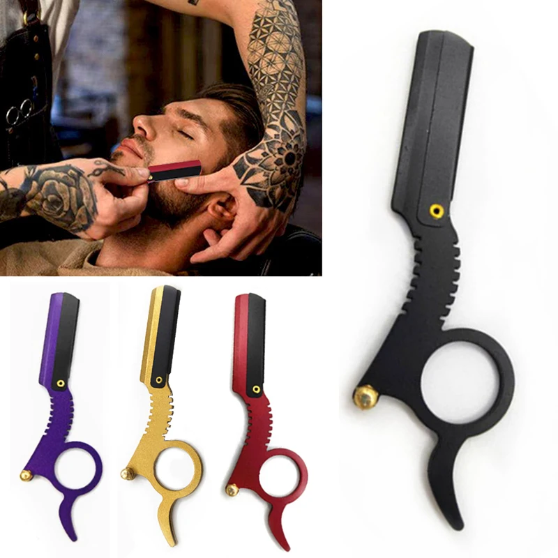 Instrueren Editor Auroch Straight Kapper Scheermes Zonder Scheermesje Wenkbrauw Scheren Handleiding  Ontharen Blade Holder Straight Edge Baard Snijder Scheren Tool| | -  AliExpress