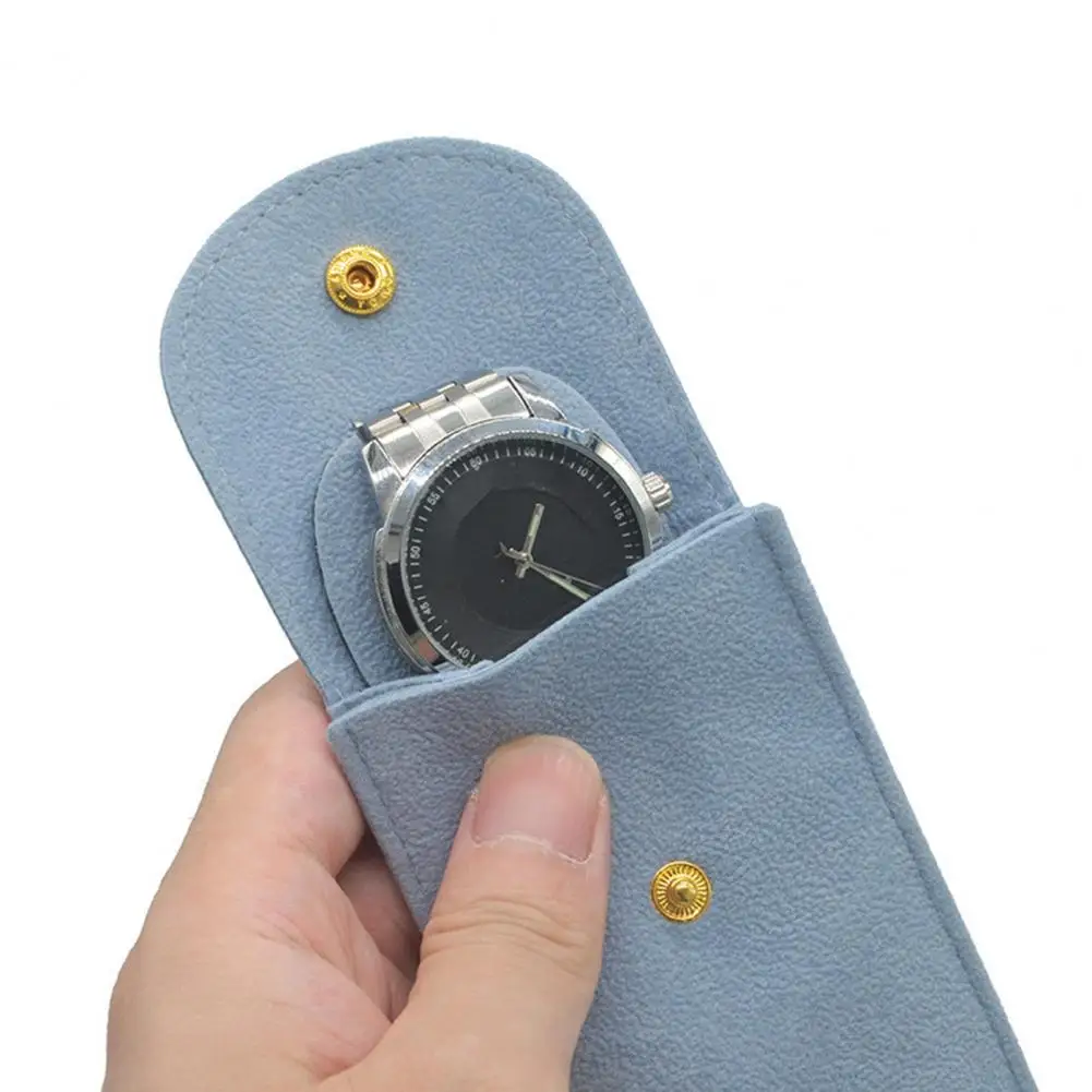Portable Watch Bag Gift Shock-proof Press Button Short Velvet Snap Design Jewelry Box Watch Packing Pouch