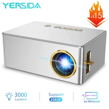 YERSIDA 가정용 미니 프로젝터, LED 지지대, 1080P 배터리, 시네마 와이파이 동기화, 휴대폰 게임 비머, 4k 영화 풀 HD 비디오용, YD10