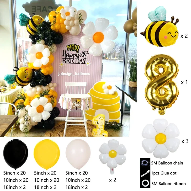 Cartoon Kleine Biene und Freunde Folienballons Bogen-Girlanden-Set Latexballons Zahlenballons Geburtstag Babyparty Geschenke – Detail 18