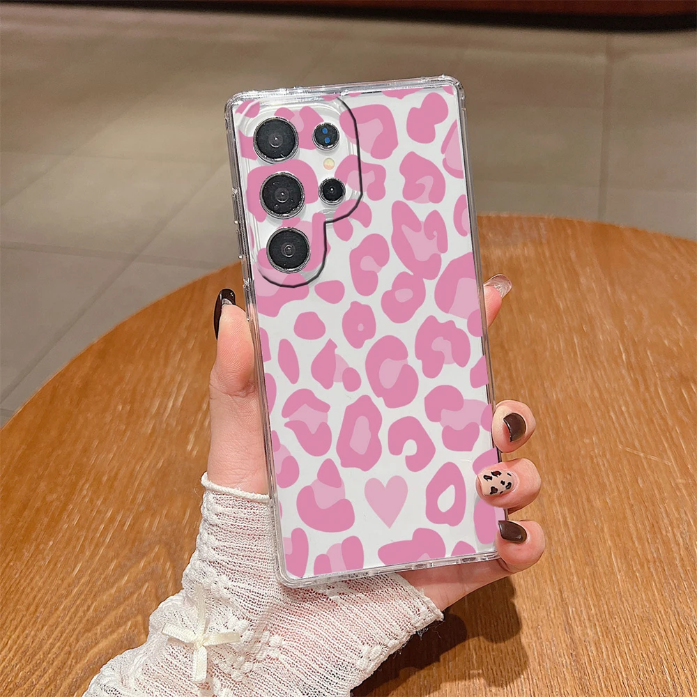 White Leopard Print Clear Phone Case - Artistic Marble Design