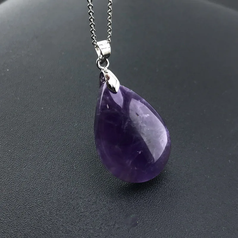Natural Amethyst Pendant Necklace Real Gemstone Fine Jewelry Best Nice Birthday Party Gift for Women Wife Lady Party Jewelry Gift Silver Pendant