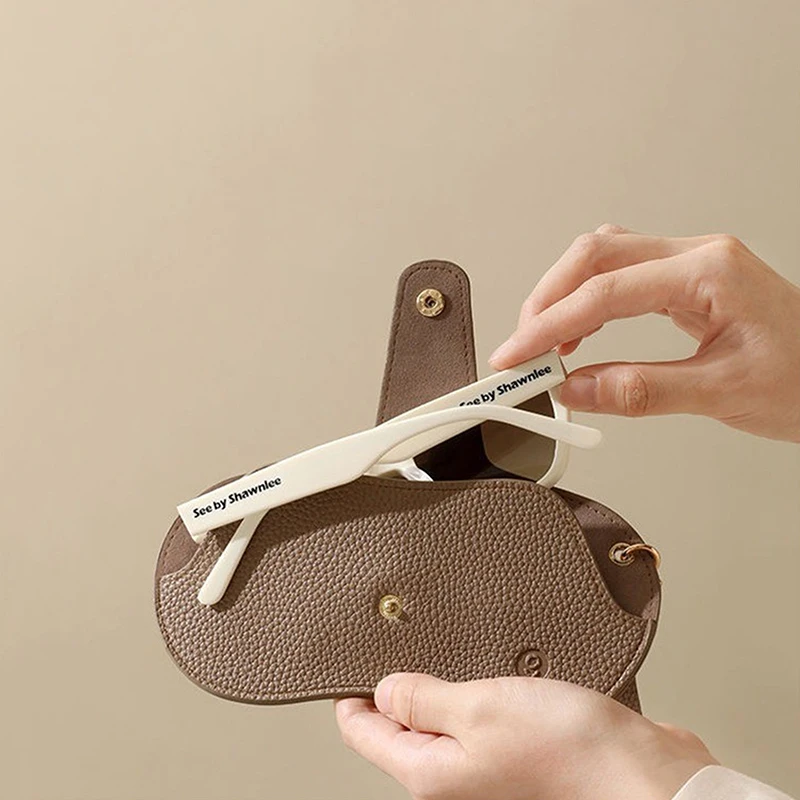 Weiche Lychee Muster PU Leder Gläser Tasche Retro Sonnenbrille Fall Tragbare Myopie Rahmen Fall Einfache Brillen Brillen Lagerung – Detail 3