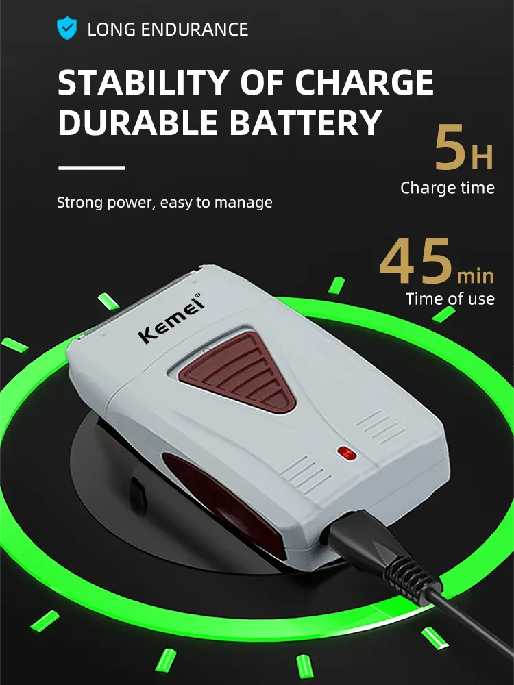 Professional Rechargeable Hair Clipper 0mm Bareheaded Hair Removal Razor Electric Shaver for Men Cordless Kemei-3382
