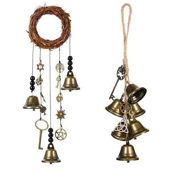 Witch Bells Protection Hangers Wreath Handmade Hanging Magic Wind Chimes for Home Door Doorknob Witchcraft Decora 1