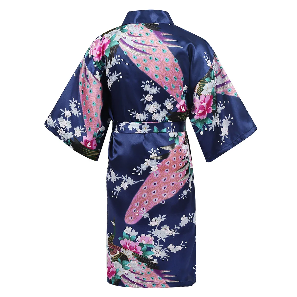 Satin Floral Kimono Robe Flower Kids Girls Wedding Bridesmaids Sleepover Nightgown Children Birthday Party Spa Bathrobe New