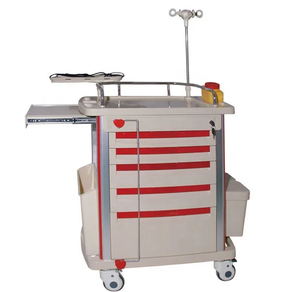 

competitive price hospital equipment crash cart medical emergency drugs trolley with drawers