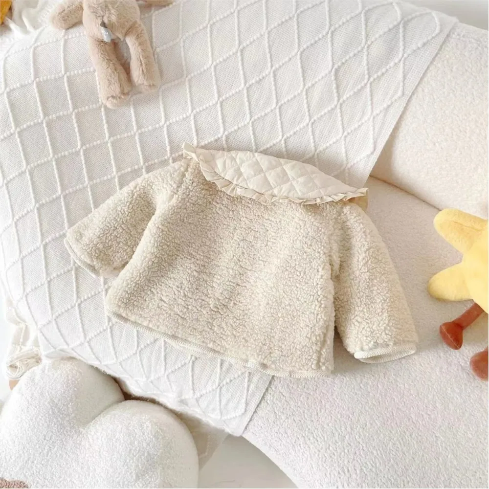 2025  소녀 가짜 모피 부드러운 벨벳 따뜻한 겨울 코트 패션 키즈 빅 칼라 탑 Jacekts 어린이 오버코트 의류