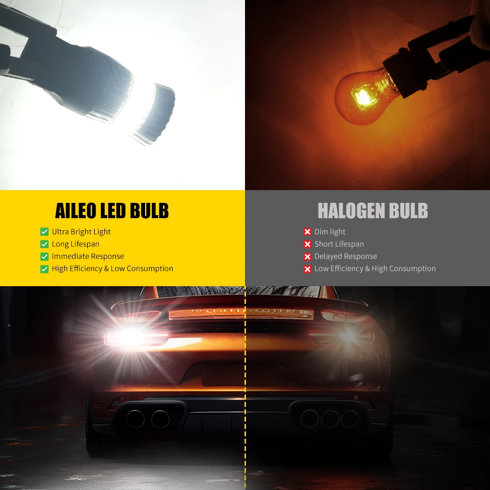 OUSHI 3157 T25 LED Bulbs, Amber Yellow 2600Lm, Bulb P27/7W 3057 3156