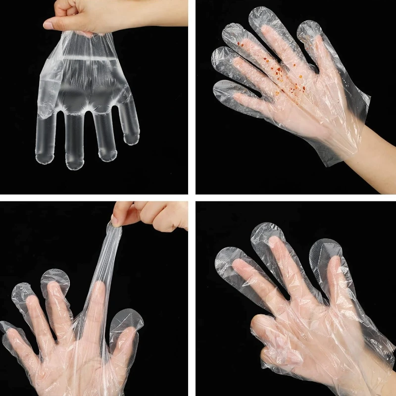 Disposable Gloves Transparent Plastic Gloves Hair Dyeing Cooking Household Kitchen Restaurant Multipurpose Cleaning Accessories