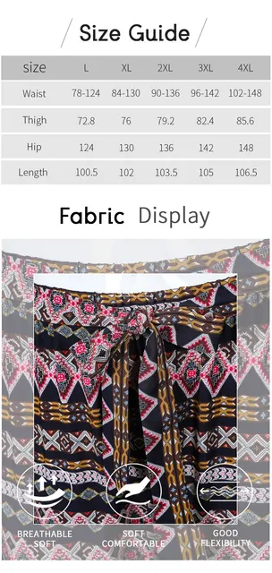 Finjani Plus Size Women Clothing Cashew Flower Printed Women's Pants  Polyester Stretch Pant