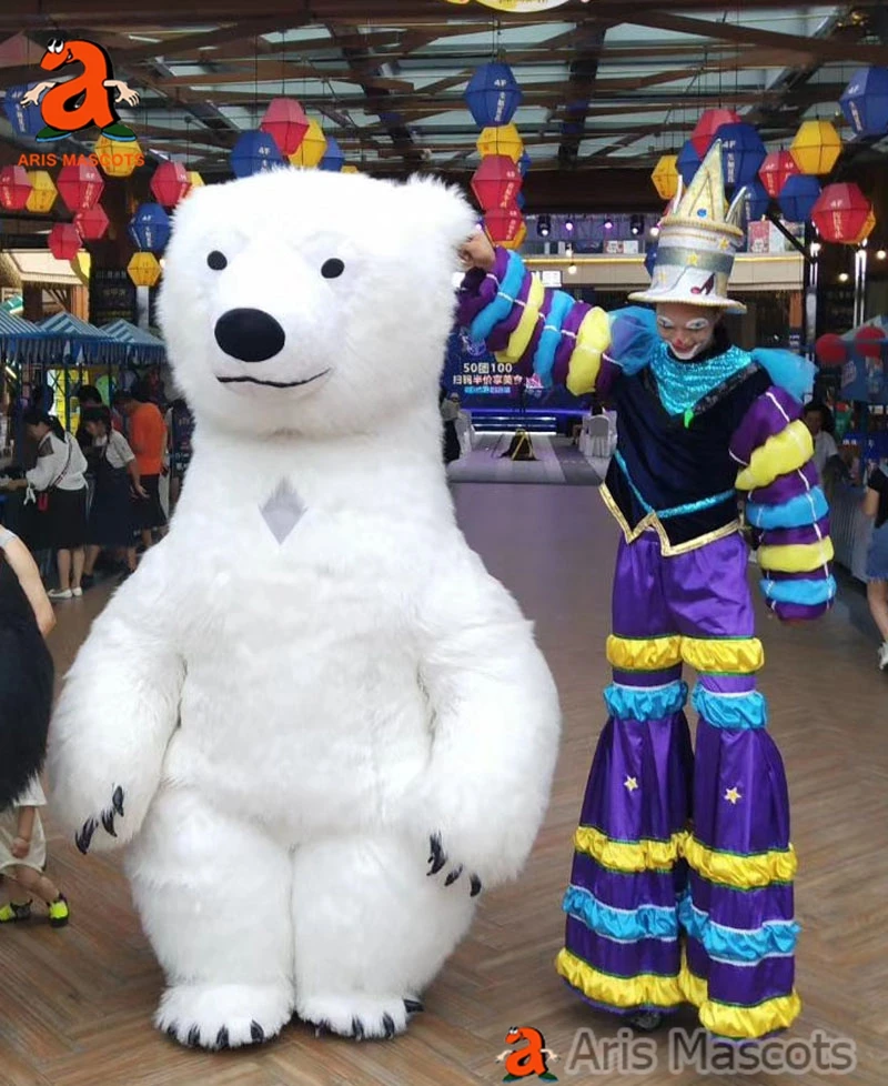 10ft Giant Inflatable Polar Bear Costume Adult Blow Up Fur Plush Mascot
