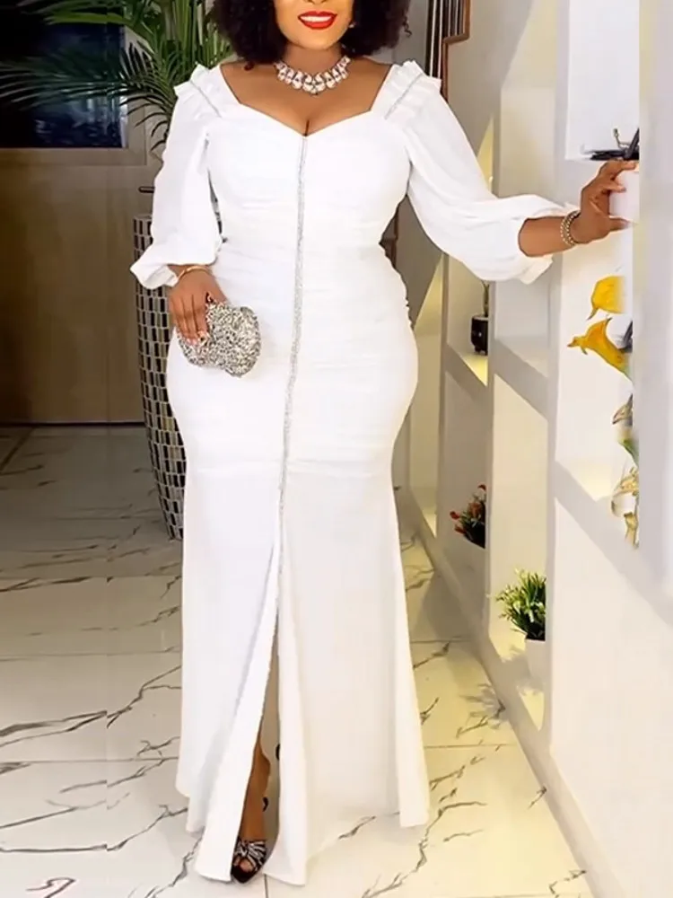 

Длинное облегающее платье-макси с разрезом, Женская Модная элегантная африканская одежда, Свадебное женское вечернее платье, женское сексуальное платье для выпускного вечера